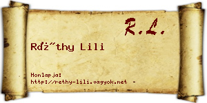 Réthy Lili névjegykártya