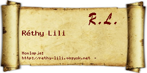 Réthy Lili névjegykártya